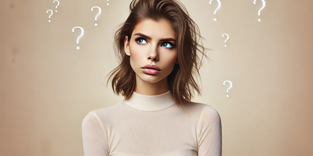DALL·E 2025-03-07 17.02.54 — A modern young woman with a confused and overwhelmed expression, set against a light beige background with a soft gradient. She appears deep in though DALL·E 2025-03-07 17.02.54 - A modern young woman with a confused and overwhelmed expression, set against a light beige background with a soft gradient. She appears deep in though